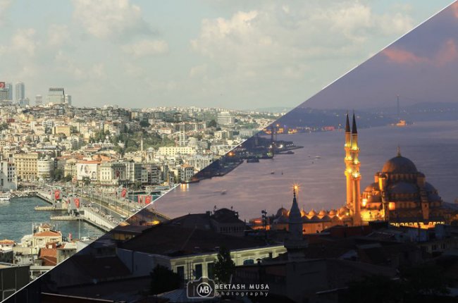 Очарование дня и ночи: коллажи знаменитых видов Стамбула