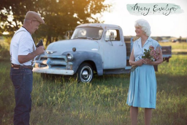 Фотосессия супругов к 57-й годовщине свадьбы в стиле кинофильма «Дневник памяти»