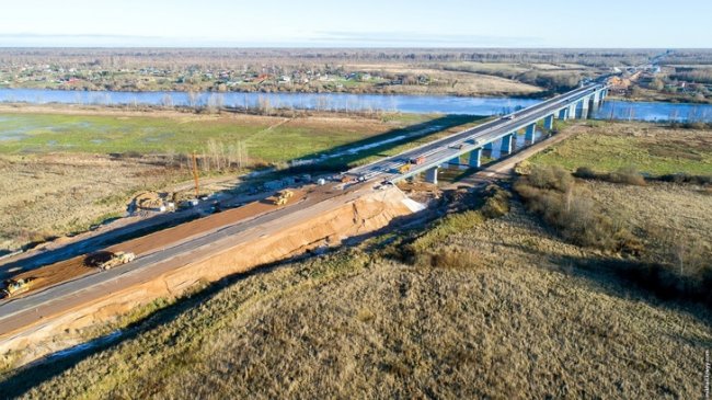 Строительство моста через Волхов на трассе М-11