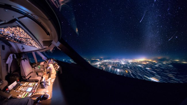 Виды из кабины пилота Boeing 747